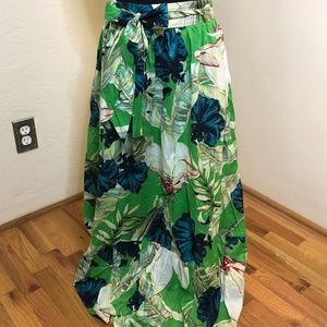 Ann Taylor Factory Tropical long maxi floral skirt with self tie sash belt 4